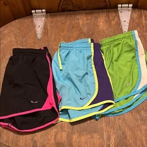 Nike Women's Athletic Shorts Trio - Black, Blue, Green